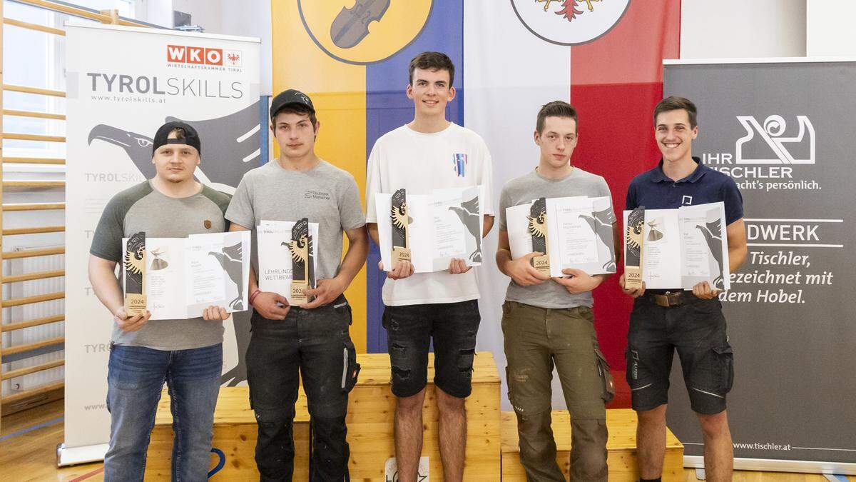 Die Landessieger Rene Knapp, Florian Mariner, Nico Kindl, Dennis Pfeifhofer und Peer Formell vertreten Tirol am 22. Juni beim Bundeslehrlingswettbewerb in Salzburg. 