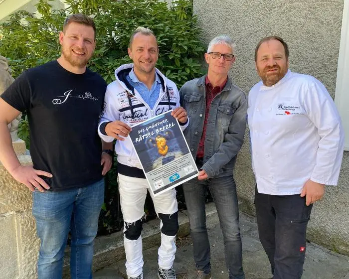 Bäckermeister Florian Jury, Thomas Eggeler, Michael Persterer und Bäckermeister Christoph Pietschnigg