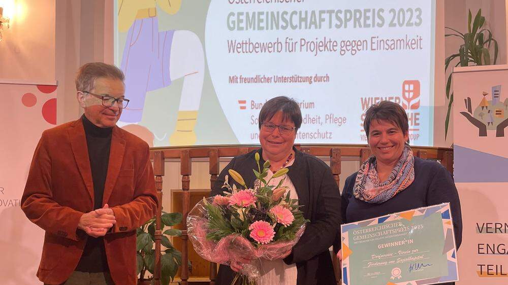 Rudolf Anschober, Claudia Stöflin und Anita Dullnig bei der Preisverleihung
