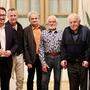 ÖGB-Vorsitzender Tirol Philip Wohlgemuth, Regionalsekretär Harald Kuenz, Vorsitzender der Gewerkschaft VIDA Herbert Frank, Jubilar 70 Jahre Manfred Zöhrer, Jubilar 70 Jahre Steiber Josef, ÖGB-Regionalvorsitzender Martin Strasser