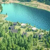 Eine Visualisierung der Hoteldorfanlage, die am Obersee entstehen soll