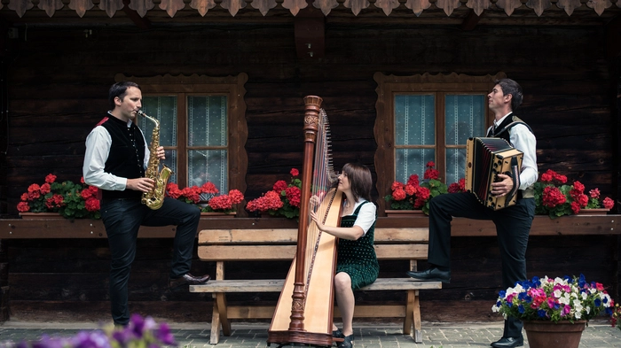 Drei Musiker musizieren gemeinsam