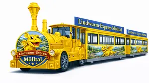 Ein goldener Zug mit dem Motiv eines Drachens