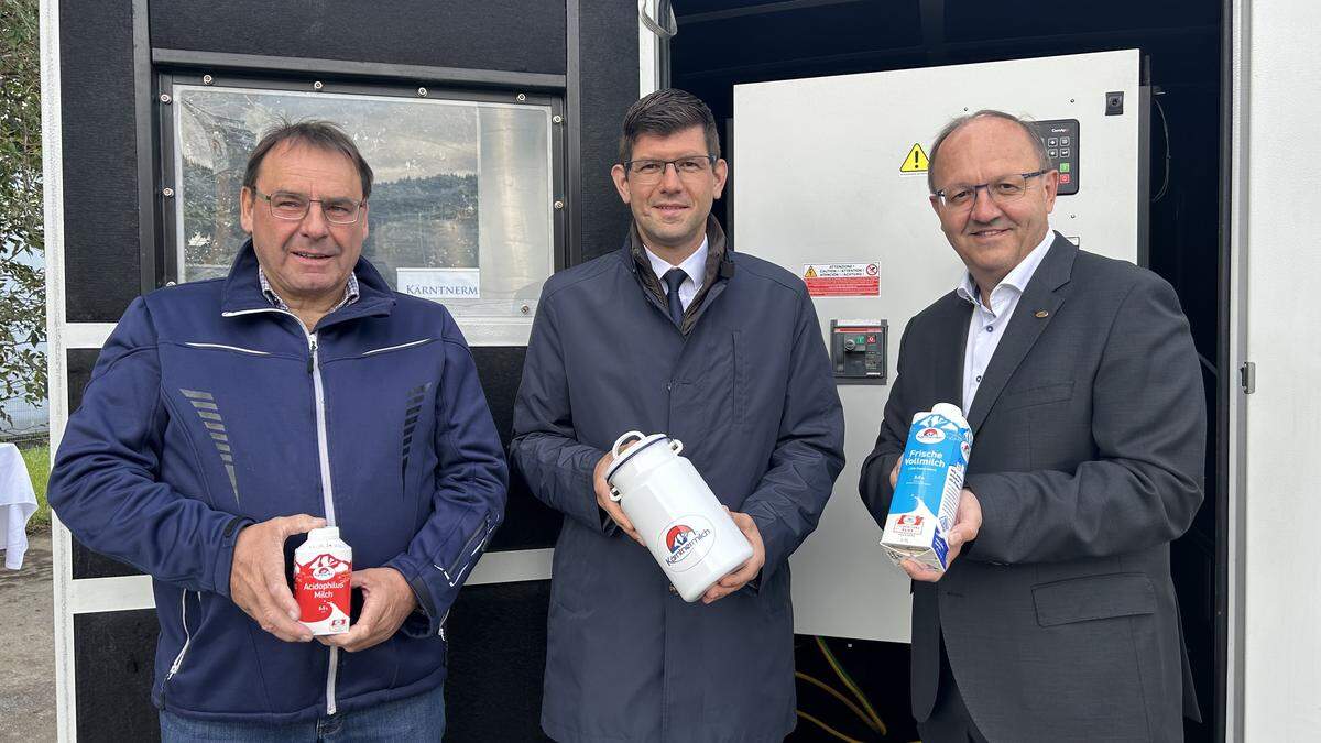 Johann Hackl, Martin Gruber und Helmut Petschar bei der Präsentation der neuen Notstromversorgung in Spittal