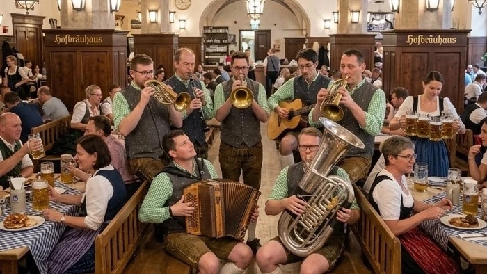 Musiker unterhalten das Publikum