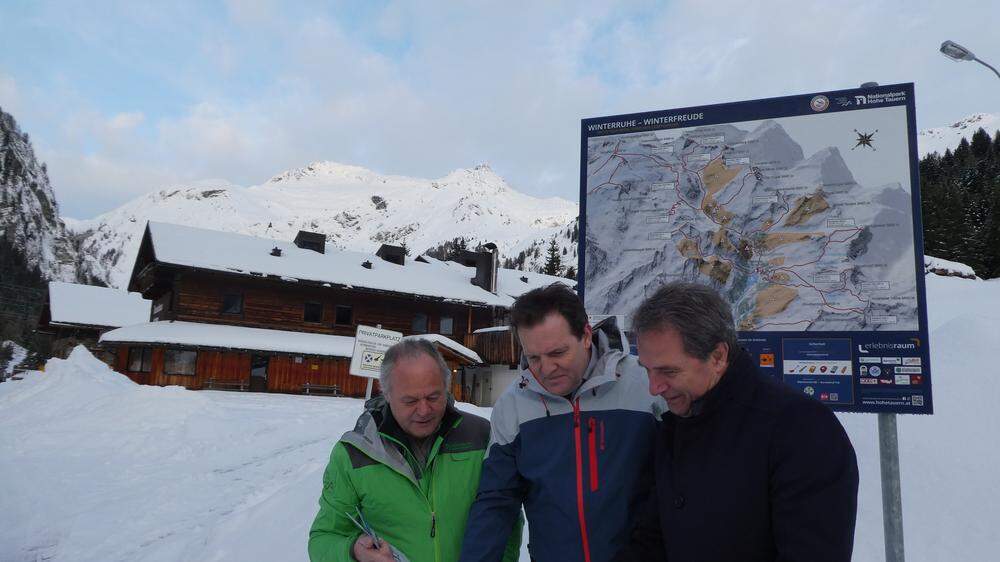 Nationalparkdirektor Hermann Stotter, Landesrat Renè Zumtobel und TVB Osttirol Obmann Franz Theurl 