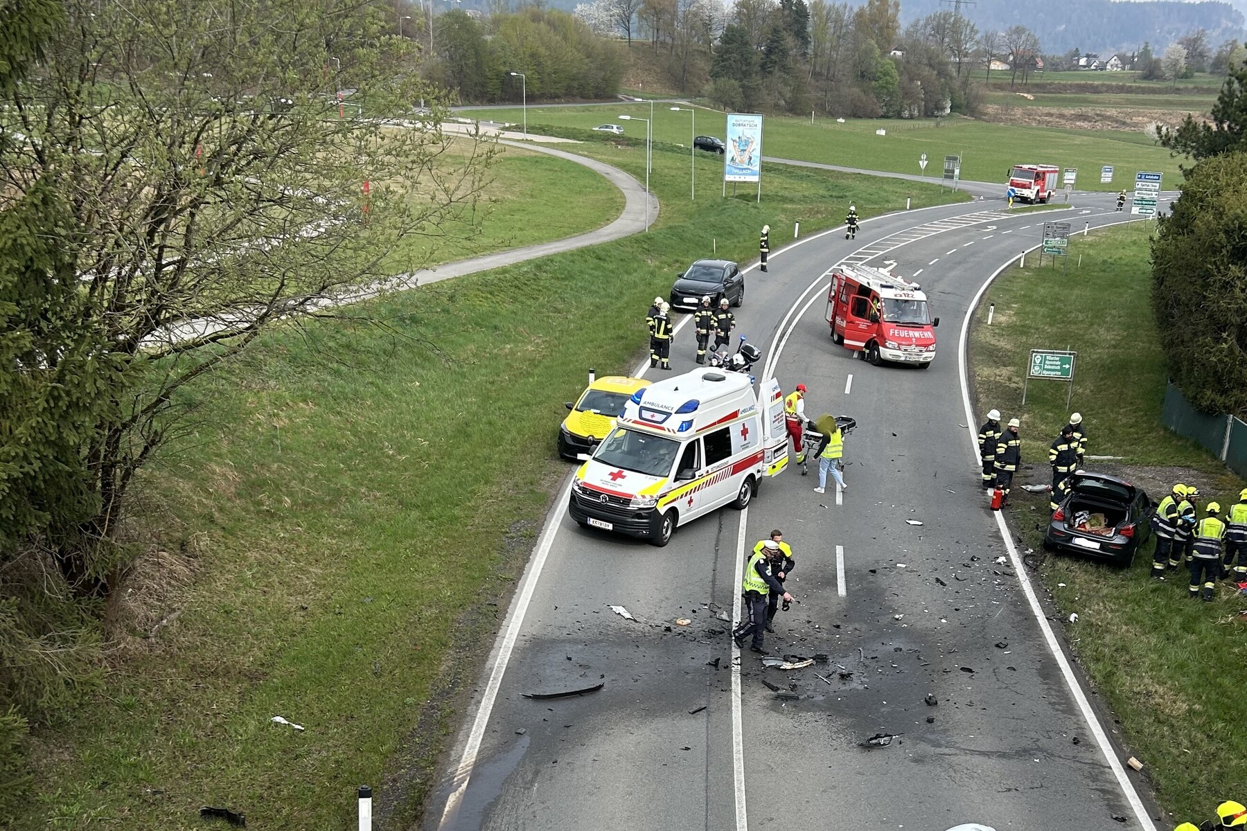 Frontalzusammenstoß in Villach forderte zwei Verletzte