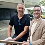Franz Kresnik und Kassier Sebastian Fischer setzen mit dem Club die neue Halle um 