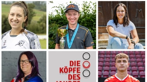 Zu sehen sind die fünf Nominierten in einer Fotomontage. | Diese fünf sportlich herausragenden Persönlichkeiten wollen „Kopf des Jahres“ werden