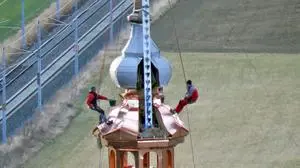 Renovierungsarbeiten am Turm der Kirche St. Stefan
