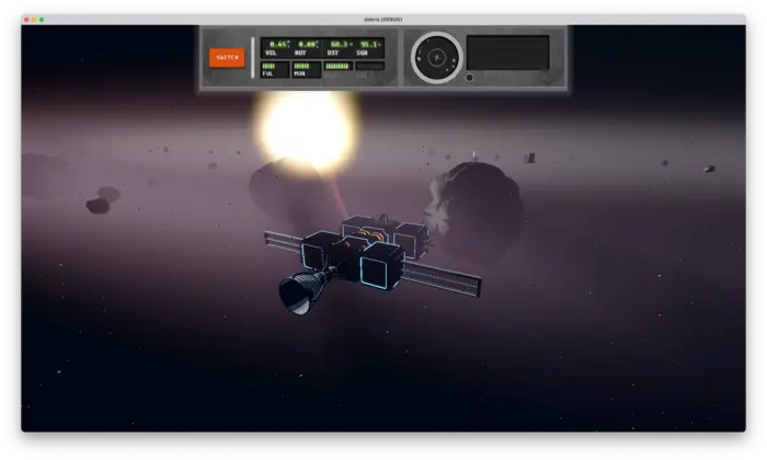 Beim Kampf gegen Weltraumschrott im Spiel „Debris“