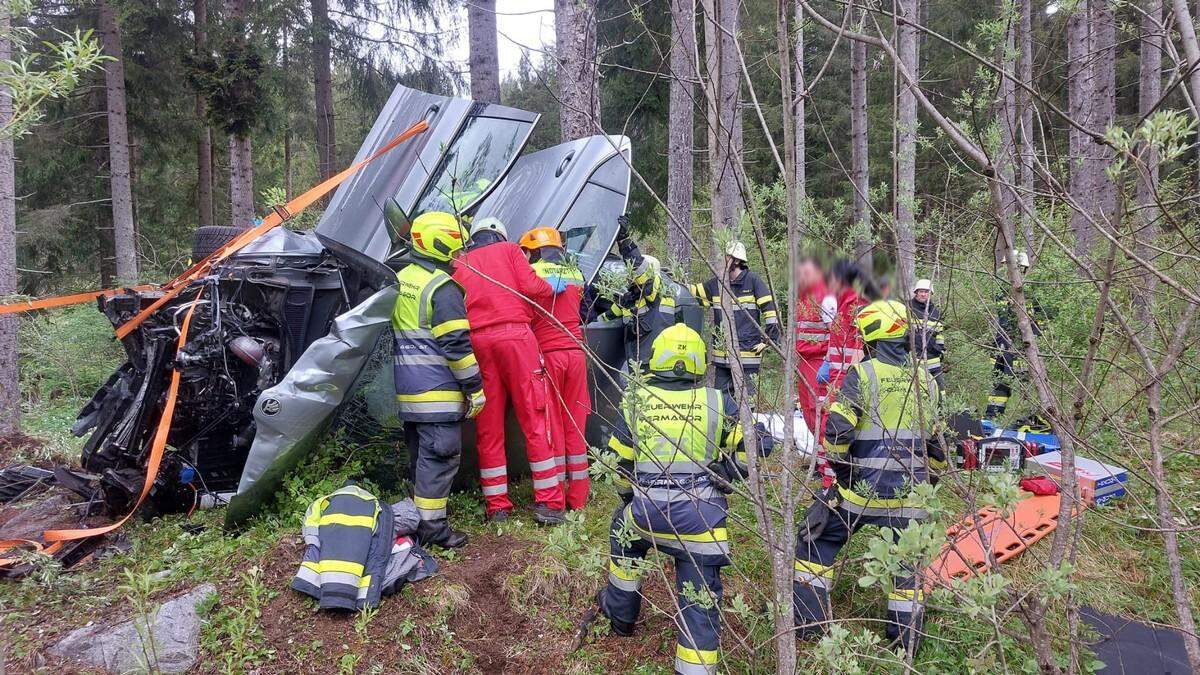 Mit Pkw im Wald gelandet