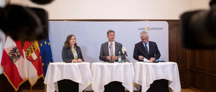Dreiparteien-Pressekonferenz: Bauer (ÖVP), Fellner (SPÖ) und Antauer (FPÖ)