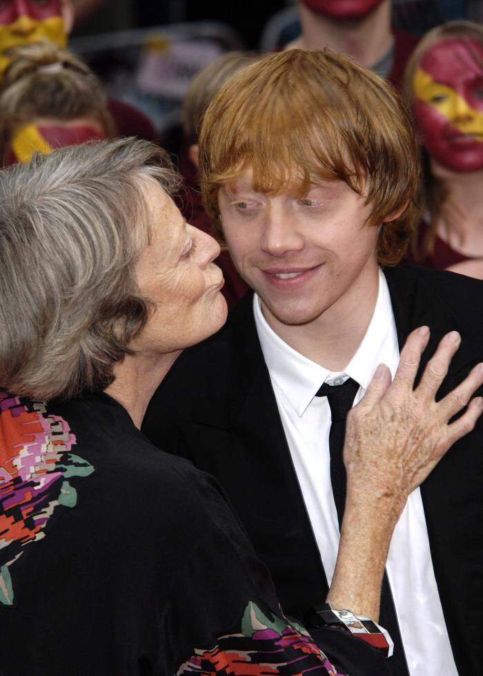 Maggie Smith 2009 mit Ron-Darsteller Rupert Grint