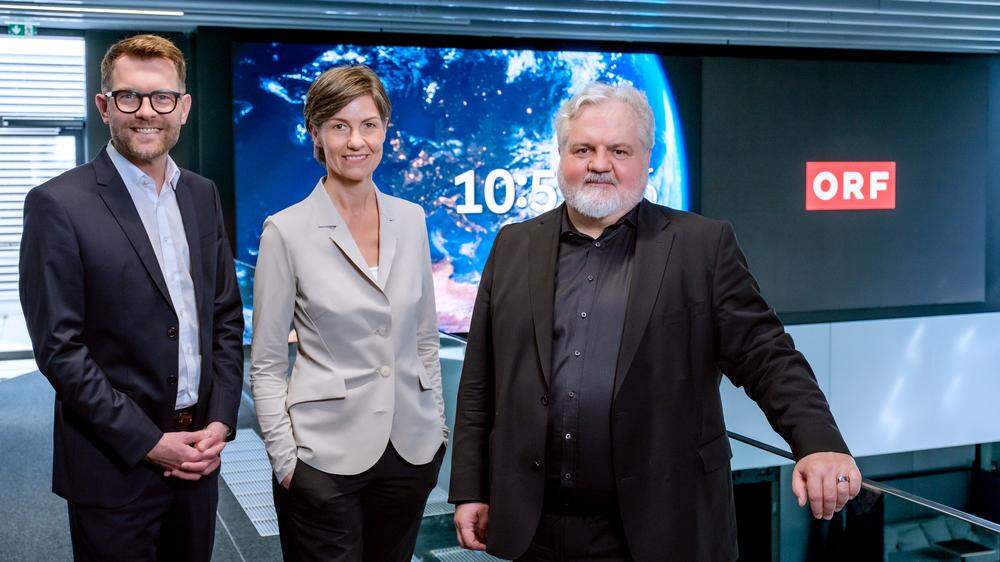 Seit Dezember die Chefredakteure im multimedialen Newsroom des ORF: Sebastian Prokop, Gabriele Waldner, Johannes Bruckenberger