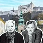 Bürgermeister Bernhard Auinger, ehemalige Burgtheater-Direktorin Karin Bergmann, Intendant Markus Hinterhäuser, Landeshauptfrau Karoline Edtstadler
