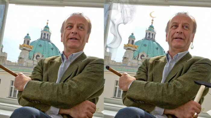 Kein vorgefasstes Bild: Manfred Wolff-Plottegg im Doppelbild-Suchrätsel. Finden Sie fünf Unterschiede