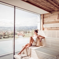 Blick aus der Stubalmsauna der Therme Nova in Köflach