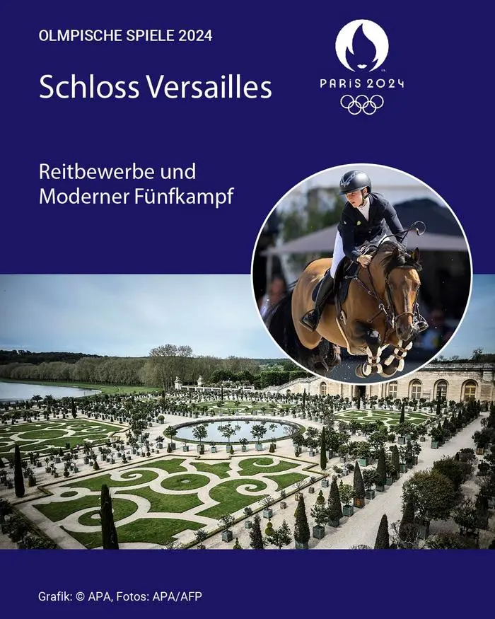 Die Reitbewerbe finden vor dem Schloss und im Park von Versailles statt