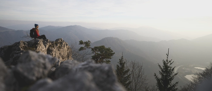 Blick auf die Gipfel nördlich der Landeshauptstadt, über die der Grazer-Bergland-Wanderweg führt
