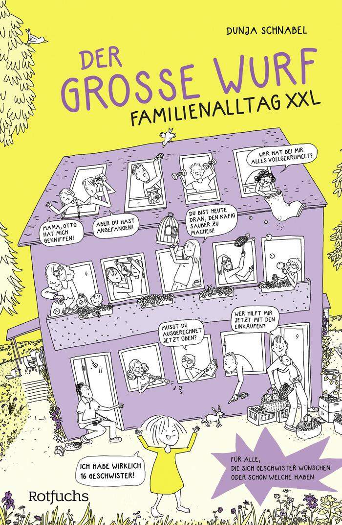 „Der große Wurf - Familienalltag XXL“, Comicroman für Kinder ab 8 Jahren, Rotfuchs, 96 Seiten, 18 Euro
