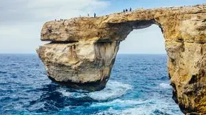 A beautiful shot of the natural arch of Azure Window on the body of the sea in Gozo island, Malta 42612 RECORD DATE NOT STATED 