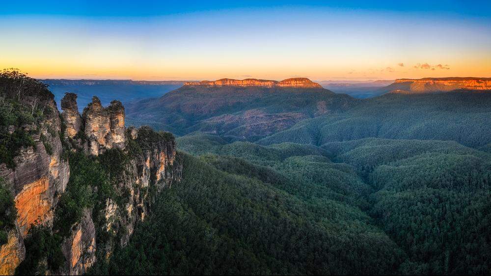 Ecco Point, Blue Mountains National Park, Katoomba, New South Wales, Australia, Three Sisters | Die Felsformation der „Three Sisters“ in den Blue Mountains 
