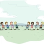 Illustration of Stick Kids playing Tug of War model released