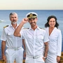 Die „Traumschiff“-Crew: Staff-Kapitän Martin Grimm (Daniel Morgenroth), Kapitän Max Parger (Florian Silbereisen) und Hoteldirektorin Hanna Liebhold (Barbara Wussow)
