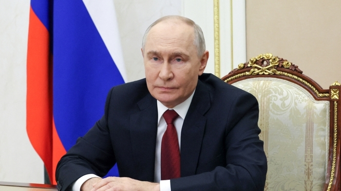 In this pool photograph distributed by the Russian state agency Sputnik on September 16, 2026, Russia's President Vladimir Putin delivers a televised address to the nation ahead of the parliamentary election, in Moscow. The 2026 parliamentary election will be held over a three-day period from September 18 to 20. (Photo by Mikhail METZEL / POOL / AFP)