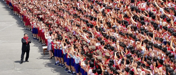 This picture taken on June 6, 2026 and released by North Korea's official Korean Central News Agency (KCNA) via KNS on June 7, 2026, shows North Korean leader Kim Jong Un attending the 80th anniversary celebration of the founding of the Korean Children's Union at Kim Il-sung Stadium in Pyongyang. (Photo by KCNA VIA KNS / AFP) / South Korea OUT / ---EDITORS NOTE--- RESTRICTED TO EDITORIAL USE - MANDATORY CREDIT "AFP PHOTO/KCNA VIA KNS" - NO MARKETING NO ADVERTISING CAMPAIGNS - DISTRIBUTED AS A SERVICE TO CLIENTS / THIS PICTURE WAS MADE AVAILABLE BY A THIRD PARTY. AFP CAN NOT INDEPENDENTLY VERIFY THE AUTHENTICITY, LOCATION, DATE AND CONTENT OF THIS IMAGE --- /