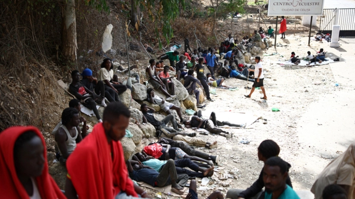 Migranten in der Enklave Ceuta am 1. August 2026