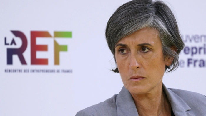 French Director of DGSI (Direction generale de la securite interieure) Celine Berthon attends the La REF 2026 meeting of French entrepreneurs, organised by the MEDEF, France's main employers federation, at the Roland-Garros venue in Paris on August 26, 2026. (Photo by Thomas SAMSON / AFP)