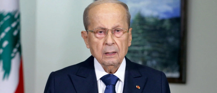 A handout picture provided by the Lebanese photo agency Dalati and Nohra shows Lebanon's President Michel Aoun giving a televised address in Baabda, east of the capital Beirut, on October 13, 2022. Aoun announced that his country has approved the maritime border demarcation agreement with Israel after intense negotiations with the United States, paaving the way for hydrocarbon exploration in the area. (Photo by DALATI AND NOHRA / AFP) / === RESTRICTED TO EDITORIAL USE - MANDATORY CREDIT "AFP PHOTO / HO / DALATI AND NOHRA" - NO MARKETING - NO ADVERTISING CAMPAIGNS - DISTRIBUTED AS A SERVICE TO CLIENTS ===