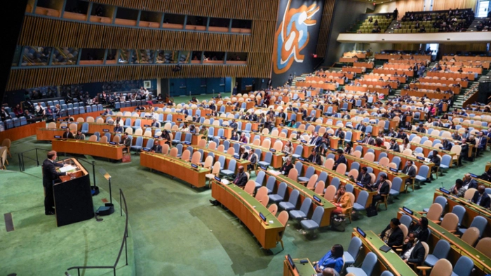 NEW YORK, NEW YORK - SEPTEMBER 22: France's President Emmanuel Macron speaks during the 81st session of the United Nations (U.N.) General Assembly at U.N. Headquarters on September 22, 2026 in New York City. World leaders have gathered in New York for the annual session of the United Nations General Assembly, with this year's global issues ranging from the threat of artificial intelligence to the continued wars in Ukraine and Gaza. Ryan Murphy/Getty Images/AFP (Photo by RYAN MURPHY / GETTY IMAGES NORTH AMERICA / Getty Images via AFP)