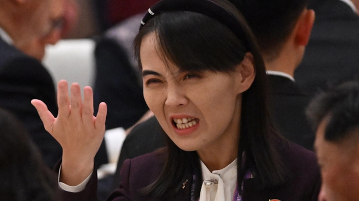 Kim Yo Jong, sister of North Korea’s leader Kim Jong Un, attends a reception in the Great Hall of People following a military parade marking the 80th anniversary of victory over Japan and the end of World War II, in Beijing on September 3, 2025. (Photo by Jade Gao / AFP)