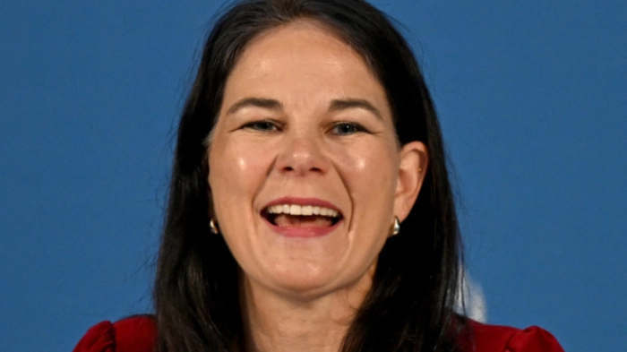 President of the United Nations General Assembly (UNGA) Annalena Baerbock addresses a press conference at UN House in New Delhi on April 28, 2026. (Photo by Sajjad HUSSAIN / AFP)