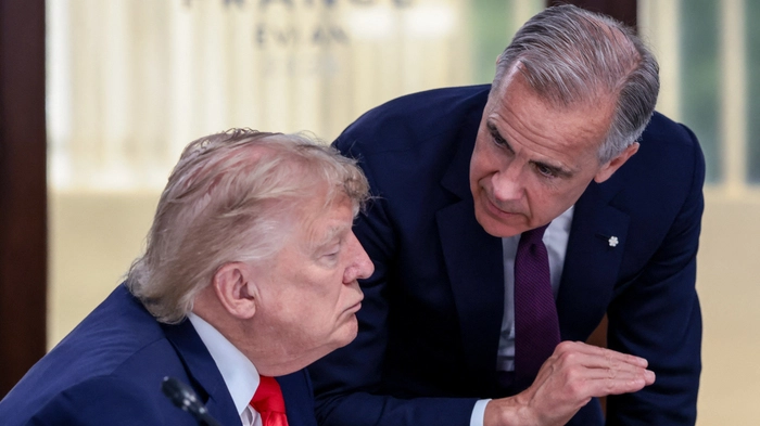 Donald Trump und Mark Carney diskutieren Mitte Juli beim G7-Gipfel in Frankreich. Der kanadische Premier hat sich öffentlich immer wieder gegen den US-Präsidenten gestellt.