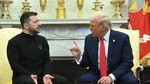 US President Donald Trump and Ukraine's President Volodymyr Zelensky meet in the Oval Office of the White House in Washington, DC, February 28, 2025. Zelensky on February 28 told Trump there should be "no compromises" with Russian President Vladimir Putin as the parties negotiate to end the war after Moscow's invasion. (Photo by SAUL LOEB / AFP)