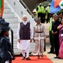Narendra Modi bei seiner Ankunft in Johannesburg. Der indische Premier ist nach den Absagen der wichtigste Repräsentant der Schwellenländer