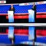 TOPSHOT - RFormer US President and Republican presidential candidate Donald Trump leaves the stage during a commercial break as he participates in the first presidential debate of the 2024 elections with US President Joe Biden at CNN's studios in Atlanta, Georgia, on June 27, 2024. (Photo by ANDREW CABALLERO-REYNOLDS / AFP)