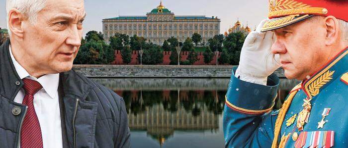 Völlig verschieden? Andrej Beloussow: Putins neuer Verteidigungsminister (l.). Sein Vorgänger Sergej Schoigu (r.) wurde weggelobt