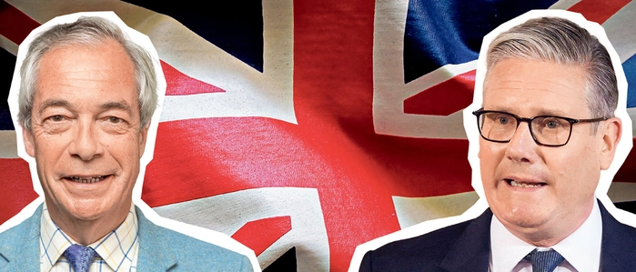 Farage (l.) blickt zuversichtlich auf den Donnerstag, Starmer eher nicht