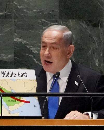 2022 warnte Israels Premierminister Benjamin Netanjahu bei der UN-Generalversammlung mit einem Schaubild vor der nuklearen Aufrüstung des Irans.