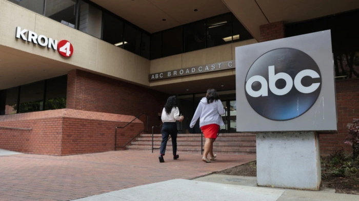 SAN FRANCISCO, CALIFORNIA - JUNE 23: An office building for KGO-TV, ABC’s channel 7 news affiliate, is seen on June 23, 2026 in San Francisco, California. KGO-TV is undergoing an FCC license renewal review that could determine whether the station stays on the air. Heather Diehl/Getty Images/AFP (Photo by Heather Diehl / GETTY IMAGES NORTH AMERICA / Getty Images via AFP)
