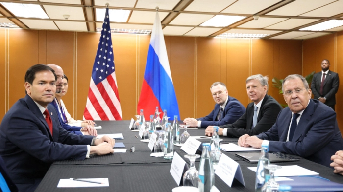 This handout picture taken and released on July 23, 2026 by the Russian Foreign Ministry, Russia's Foreign Russia's Foreign Minister Sergey Lavrov (R) attends a meeting with US Secretary of State Marco Rubio (L) on the sidelines of the Association of Southeast Asian Nations (ASEAN) Foreign Ministers Meeting in Pasay, Metro Manila. Russia warned the United States on July 23, 2026 against making "unacceptable" arms deliveries to Ukraine, the Russian foreign ministry said in a statement. Foreign Minister Sergei Lavrov "stressed that it was unacceptable to continue supplying weapons to the Kyiv regime" in a meeting with his US counterpart Marco Rubio in Manila, it said. (Photo by Handout / RUSSIAN FOREIGN MINISTRY / HANDOUT / AFP) / RESTRICTED TO EDITORIAL USE - MANDATORY CREDIT "AFP PHOTO / Russian Foreign Ministry " - HANDOUT - NO MARKETING NO ADVERTISING CAMPAIGNS - DISTRIBUTED AS A SERVICE TO CLIENTS