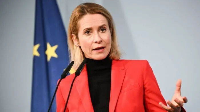 Kallas bei einem Statement im Juli