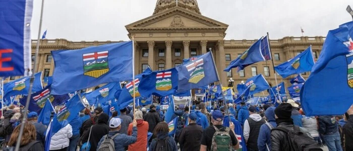 Demonstranten sind für eine Abspaltung der Provinz von Kanada