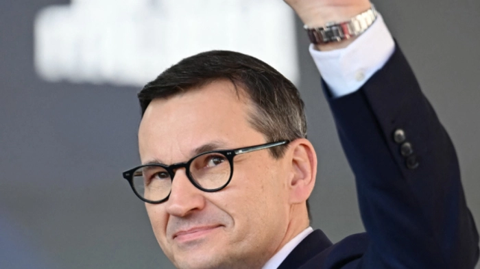 Poland's former Prime Minister Mateusz Morawiecki attends the Atreju political meeting organised by the young militants of Italian right wing party Brothers of Italy (Fratelli d'Italia) on December 15, 2024 in Rome. (Photo by Filippo MONTEFORTE / AFP)