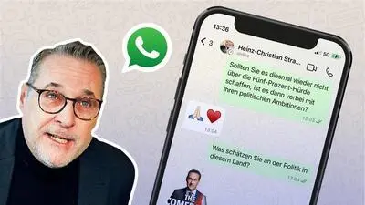 Team-Strache Frontmann Heinz-Christian Strache chattete via „WhatsApp“. 